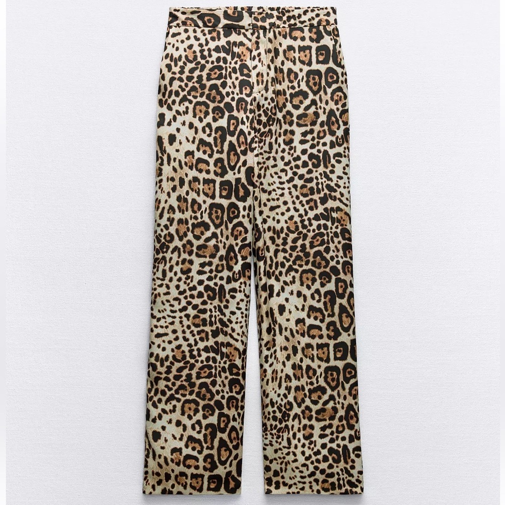 Animal print straight leg pants